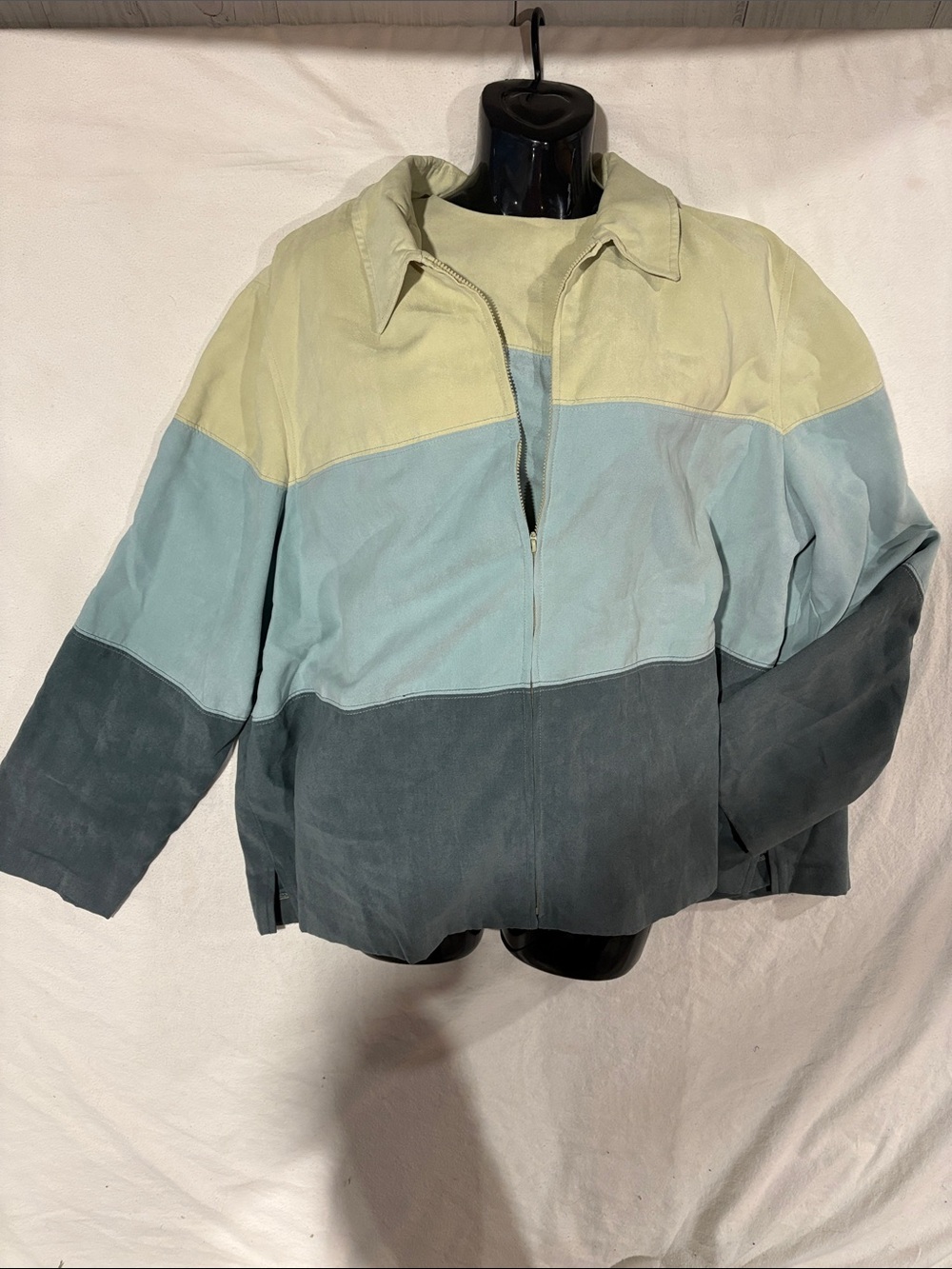 Vintage Norton Studio Tricolor Colorblock Suede Zip-Up Jacket - Size 20W